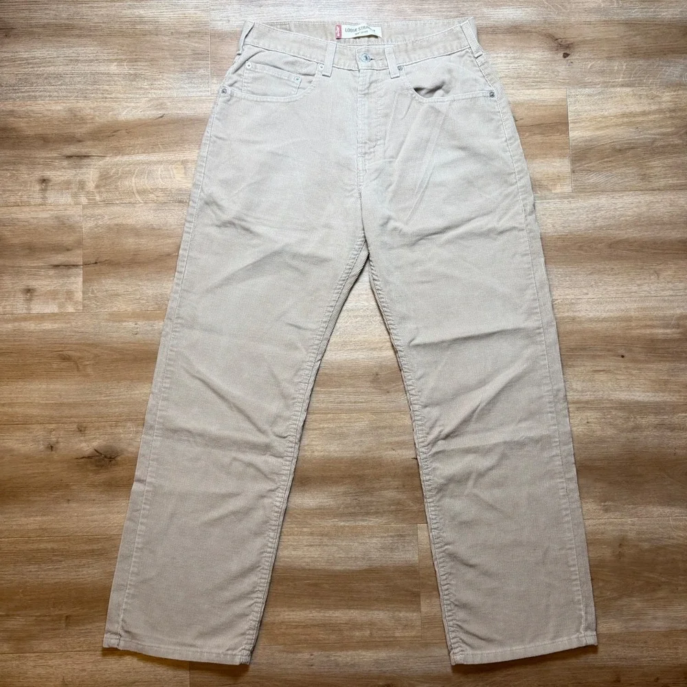 Levis 569 Loose Straight Pants Mens 31x32 Tan Beige Corduroy Preppy Casual Y2K